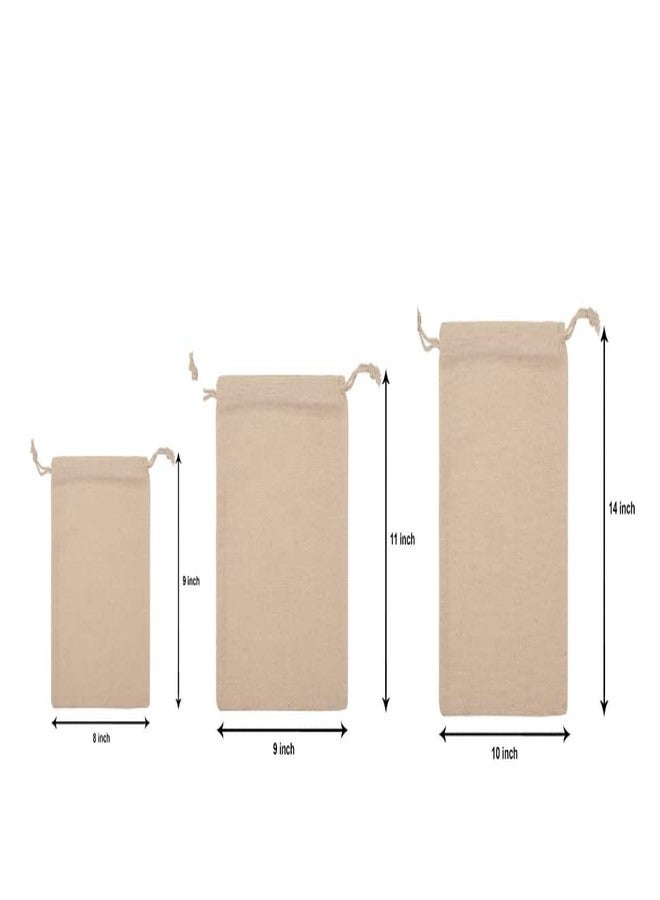 Dcluttr 100% cotton set of 12 fridge bag | Reusable fridge storage bags for vegetables | Eco friendly fabric vegetable storage bags for refrigerator | Multipurpose drawstring bag (S-4pc, M-4pc, L-4pc) - Image 4